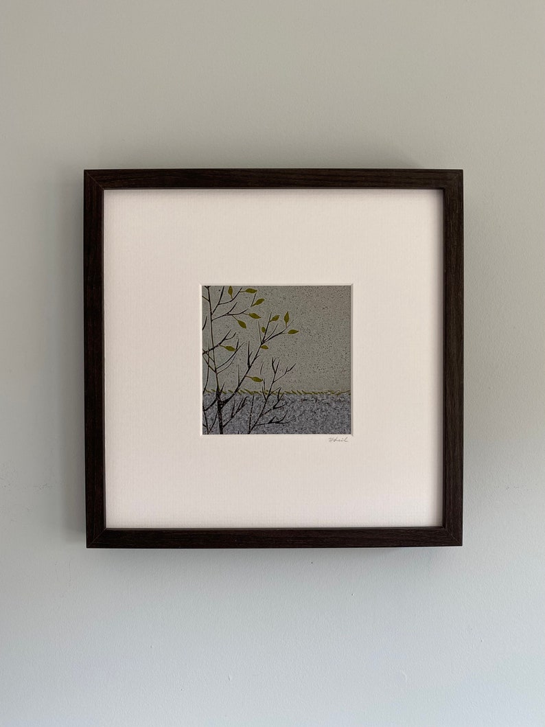 Giclee Lino Print, Lino Print, Linocut Art, Art, Landscape, Print, Highlands of Scotland, Tree, Birch Tree, Foliage, Giclee Print image 1