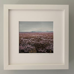 Giclee Linoldruck, Linoldruck, Linoldruck, Kunst, Landschaft, Print, Highlands von Schottland, Laub, Heidekraut, lila, Giclee Print