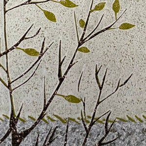 Giclee Lino Print, Lino Print, Linocut Art, Art, Landscape, Print, Highlands of Scotland, Tree, Birch Tree, Foliage, Giclee Print image 4