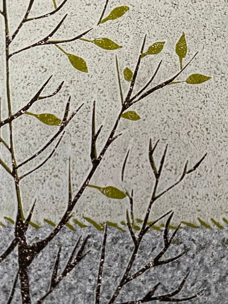 Giclee Lino Print, Lino Print, Linocut Art, Art, Landscape, Print, Highlands of Scotland, Tree, Birch Tree, Foliage, Giclee Print image 4