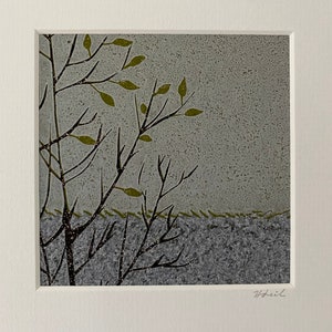 Giclee Lino Print, Lino Print, Linocut Art, Art, Landscape, Print, Highlands of Scotland, Tree, Birch Tree, Foliage, Giclee Print image 3