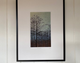 Scottish Landscape Giclee Print, Linocut Art