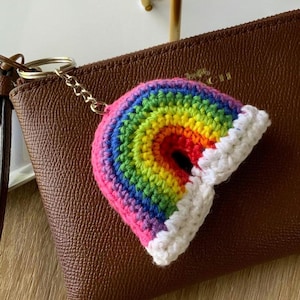 Mini rainbow keychain artsy bag charm wristlet keychain accessory