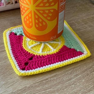 Tropical fruit coaster desk decor Summer mug rug Fruit slice coaster coffee table decor Summer vibe cup coaster Citrus slice party decor