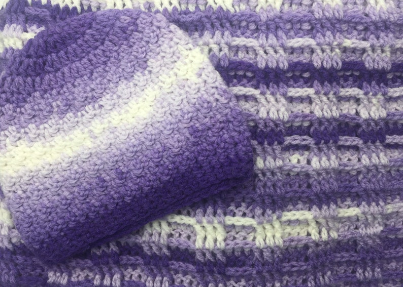 Soft and Cozy Handmade Baby Blanket and Hat.