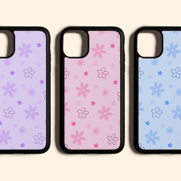 Ditsy Floral Phone Case // Cute Pink Floral Print, Blue Phone Case, Retro Flowers, iPhone 6 7 8 Plus, iPhone X XR XS Max, iPhone 11 Pro Max