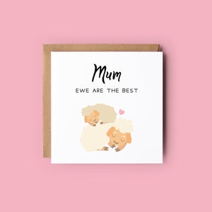 Tarjeta del Día de la Madre de Sheep Pun // Lindo diseño de oveja y cordero, diseño de cordero oveja de dibujos animados, ilustración simple de cordero, ilustración de oveja oveja