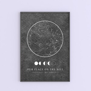 Impresión de mapa estelar personalizado // Impresión de constelación estelar, póster de mapa estelar personalizado, regalo de San Valentín, regalo de aniversario, regalo de San Valentín, amor