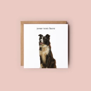 Custom Dog Portrait Greeting Card - Personalised Pet Card from Your Photo - Illustrated Dog Card for Birthday, Gift Sympathy, Border Collie