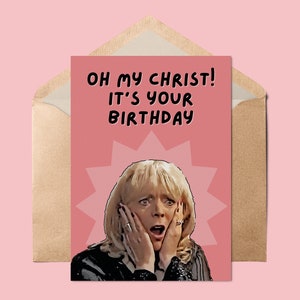 Cartão de aniversário Pam Oh My Christ // Cartão de aniversário engraçado, Gavin e Stacey BBC, Cartão engraçado para amigo, Cartão de programa de TV