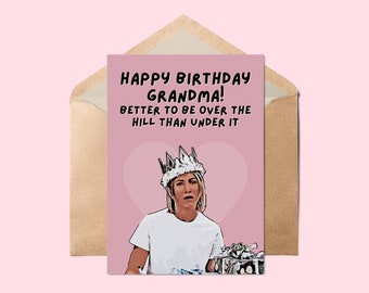 Rachel Friends Birthday Card // It's Better To Be Over The Hill Than Under It, Birthday Card, Birthday Gift for Women, Card for Friends