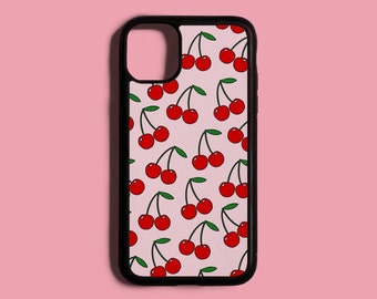 Cherry Phone Case // Cherry Print, Cartoon Cherry, Pink Cherries, iPhone 6 7 8 Plus, iPhone X XR XS Max, iPhone 11 Pro Max