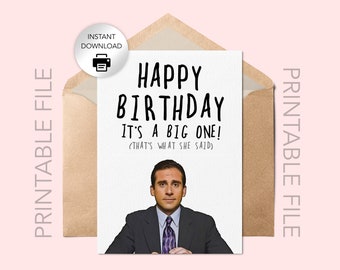 the office birthday card printable etsy
