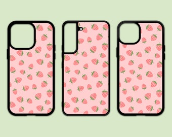 Erdbeere Handyhülle // Niedliche Beere Print, Cartoon Erdbeere, Pinke Erdbeere, Galaxy S22 S23 Plus Ultra, iPhone 11 12 13 14 15 Pro Max