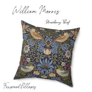 Sonderangebot - Set mit zwei (2) William Morris Strawberry Thief Kissenbezügen - Faux Wildleder Kissenbezüge