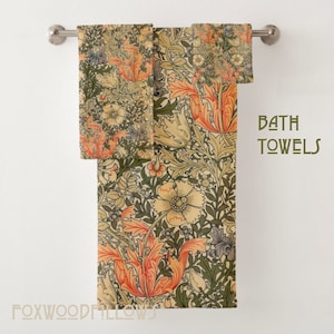 Floral Bathroom Towels, Compton, Master Bathroom Towels, Guest Hand Towel, Flowers, Victorian Towels, Craftsman Bathroom Décor, Dearle