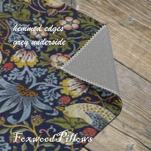 William Morris Strawberry Thief Rug: Floral Bird Chenille Rug