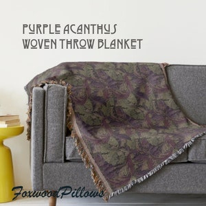 Purple Acanthus Woven Throw Blanket: William Morris Floral Design