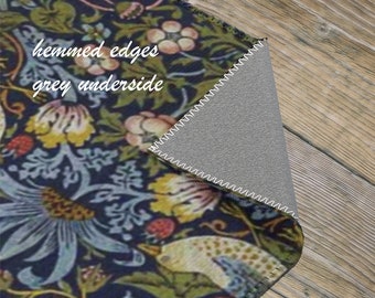 William Morris Strawberry Thief Rug: Floral Bird Chenille Rug