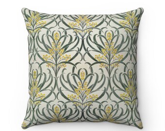 Yellow Flower Pillow, Callum Flower, CFA Voysey, Arts and Crafts Movement, Art Nouveau, Craftsman Pillow, Spun Polyester