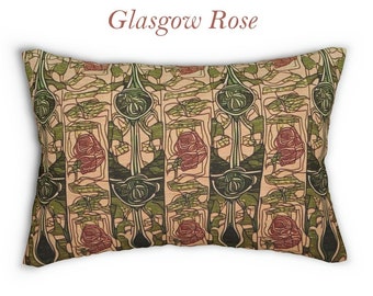 Art Nouveau Glasgow Rose Pillow: Charles Rennie Mackintosh Style