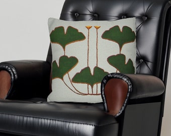Ginkgo Leaf Pillow: Craftsman Style Accent Pillow