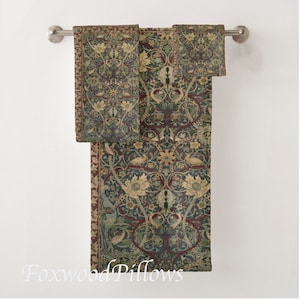 Master Bathroom Towels Guest Bathroom, Hand Towel, Victorian Towels, Craftsman Bungalow Home Décor, Floral Towels, William Morris