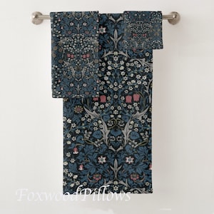 BlueMaster Bathroom Towels, Guest Bathroom Towels, Hand Towel, Victorian Towels, Craftsman Bungalow Bathroom Décor, William Morris