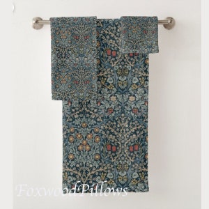 Floral Towel Set Green Hues Guest Bathroom Towels Wash Cloth Hand Towel Victorian Towels Craftsman Bathroom Decor William Morris Etsy Ireland