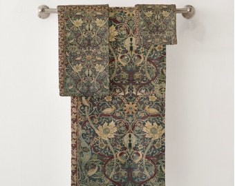 Ensemble de serviettes d’automne, serviette à main, serviettes victoriennes, décoration intérieure artisanale, serviettes de salle de bain pour invités, ensemble de serviettes florales, William Morris, serviettes principales