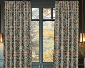 William Morris Hyacinth Curtain Panel: Arts & Crafts Gold Floral Decor