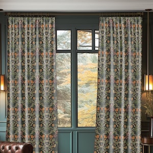 William Morris Hyacinth Curtain Panel: Arts & Crafts Gold Floral Decor