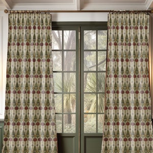 Art Nouveau Floral Curtain Panels: Glasgow Rose, Victorian Lodge Decor