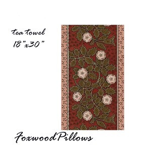 Kitchen Towel, Pink Roses, Tea Towel, Floral Tea Towel, Victorian Kitchen Towels, Craftsman Tea Towel