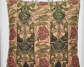 Art Nouveau Glasgow Rose Pillow: Charles Rennie Mackintosh Style