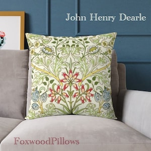 Floral Pillow, Tulips, Daisy, Wile Flowers, Stylized Flowers, JH Dearle, Accent Pillow, Craftsman Bungalow, Stickley Home, Arts Crafts