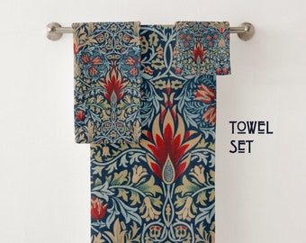 William Morris Towels, Blue Towel Set, Arts and Crafts Towels, Guest Bathroom Towels, Master Bathroom Towels, Decorative Towels, Hand Towels