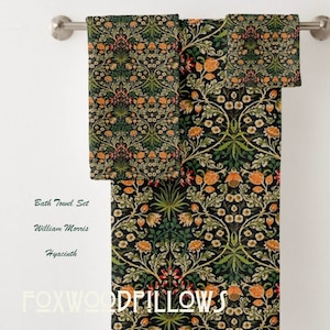 Guest Bathroom Towel, Black Floral Bathroom Décor, William Morris, Master Bathroom, Wash Cloth, Hand Towel, Floral Bathmat, Washable Rug