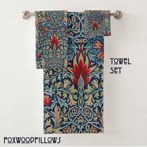 William Morris Towels Blue Towel Set Arts and Crafts Towels Guest Bathroom Towels Master Bathroom Towels Decorative Towels Hand Towels Etsy