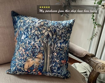 Fox Pillow: Arts & Crafts Movement, William Morris Style