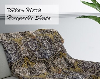 William Morris Floral Sherpa Fleece Decke: Honeysuckle Art