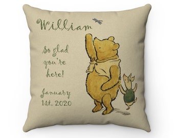 winnie the pooh birth announcement pillow