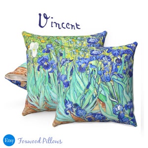 Spring Pillows, Vincent Van Gogh, Iris Pillow, Floral Pillows, Irises, Blue Flower Decor, Vincent van Gogh Irises, Floral Pillow Covers