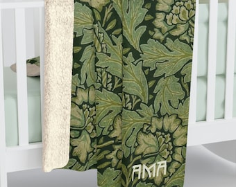 Morris Anemone Decke | Sherpa-Fleece werfen | Mission-Style | Craftsman Home Akzent | Kuschelige botanische Decke