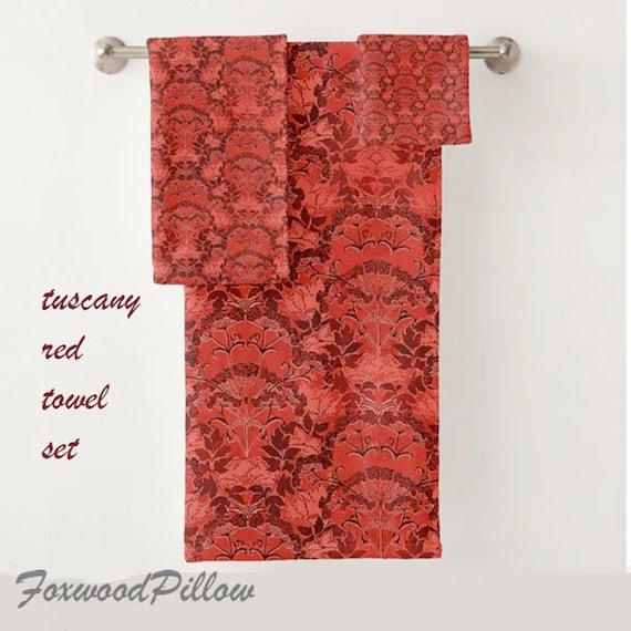 Red patterned hand towels sale