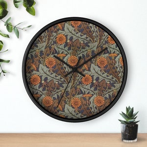 Art Nouveau Wall Clock, Dandelion Clock, CFA Voysey Design, Art Nouveau Décor, Flower Clock, Kitchen Clock