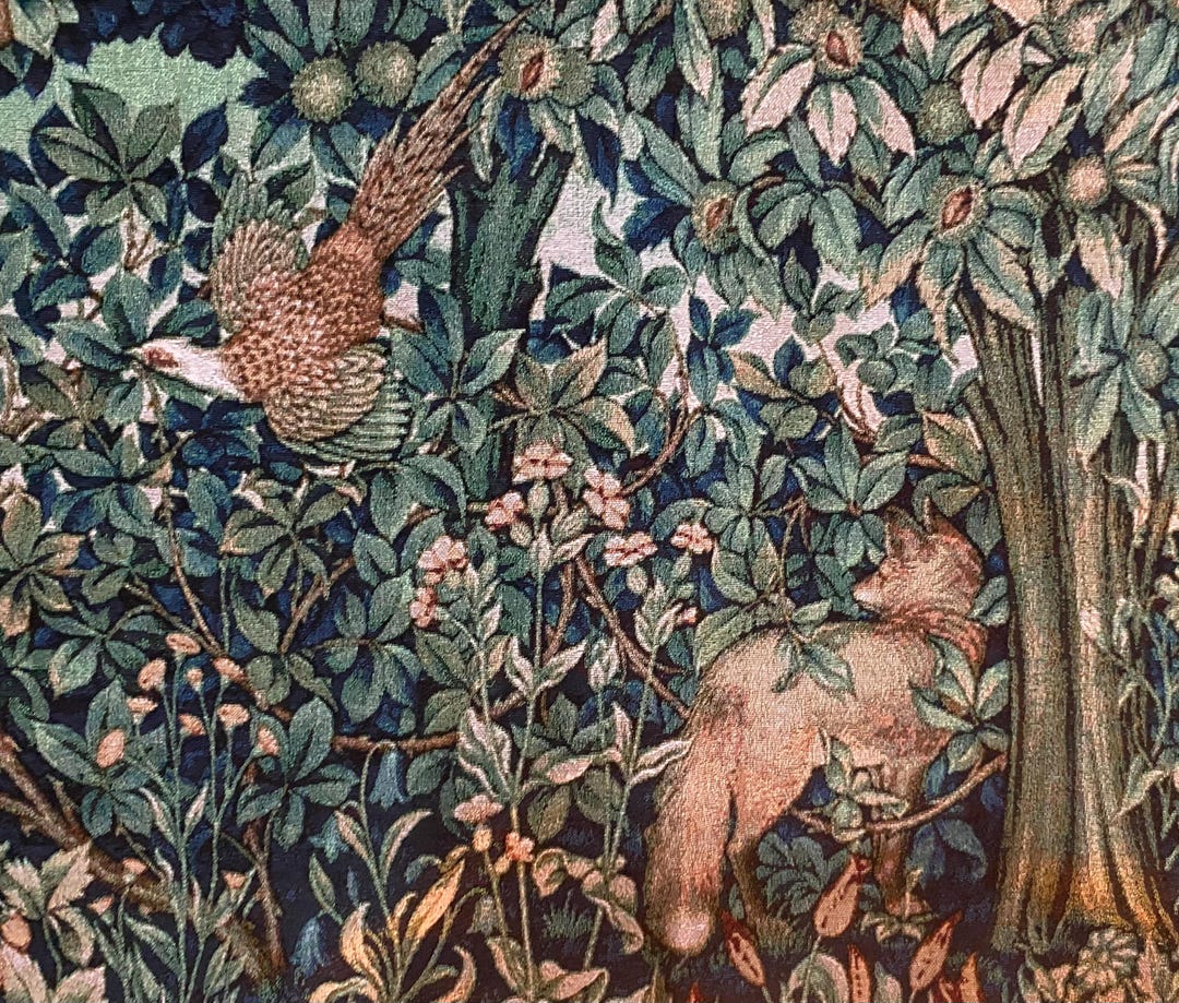 Fox and Pheasant Tapestry | William Morris Botanical Wall Hanging