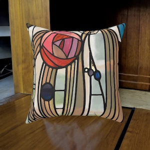 Almohada Glasgow Rose: cojín de gamuza sintética inspirado en Charles Rennie Mackintosh
