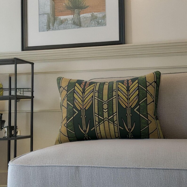 Frank Lloyd Wright | Wheat Pattern Lumbar Pillow | Geometric Vintage ...