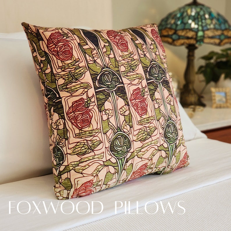 Foxwoodpillows Art Nouveau Floral Pillow - Thumbnail 4